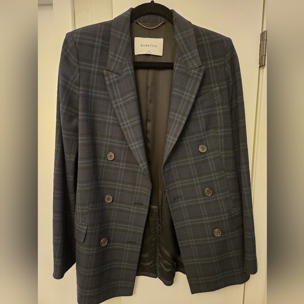 Babaton double breasted plaid blazer